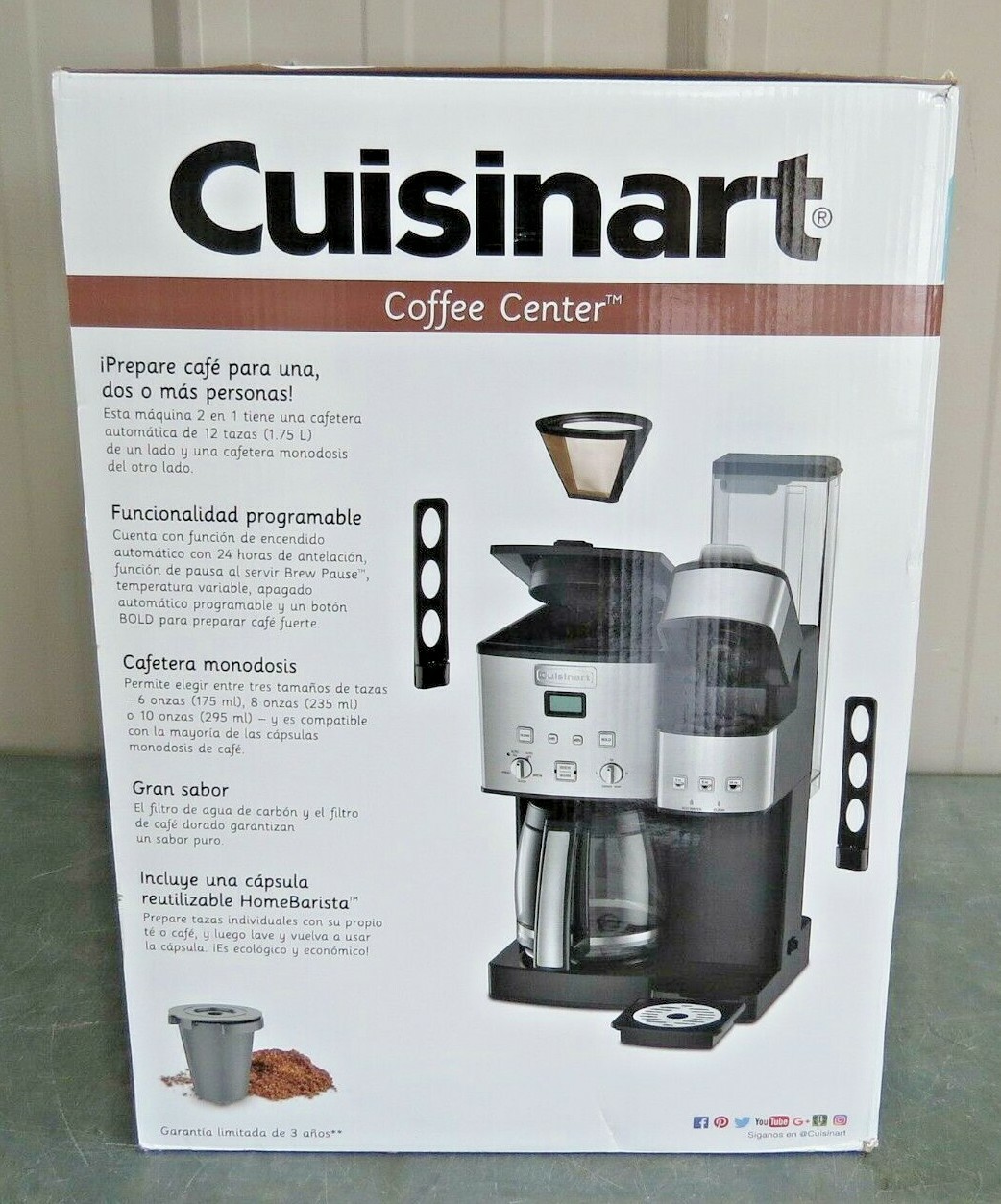 Cuisinart EM-15 – Máquina de espresso definida, 13.5″ (L) x 5.7″ (W) x 9.5″  (H), color negro – Coffe Break