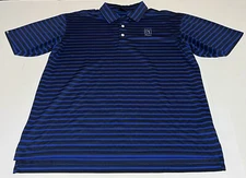Dunning Golf Polo Men's XL TPC Sawgrass Short Sleeve Striped Blue Black