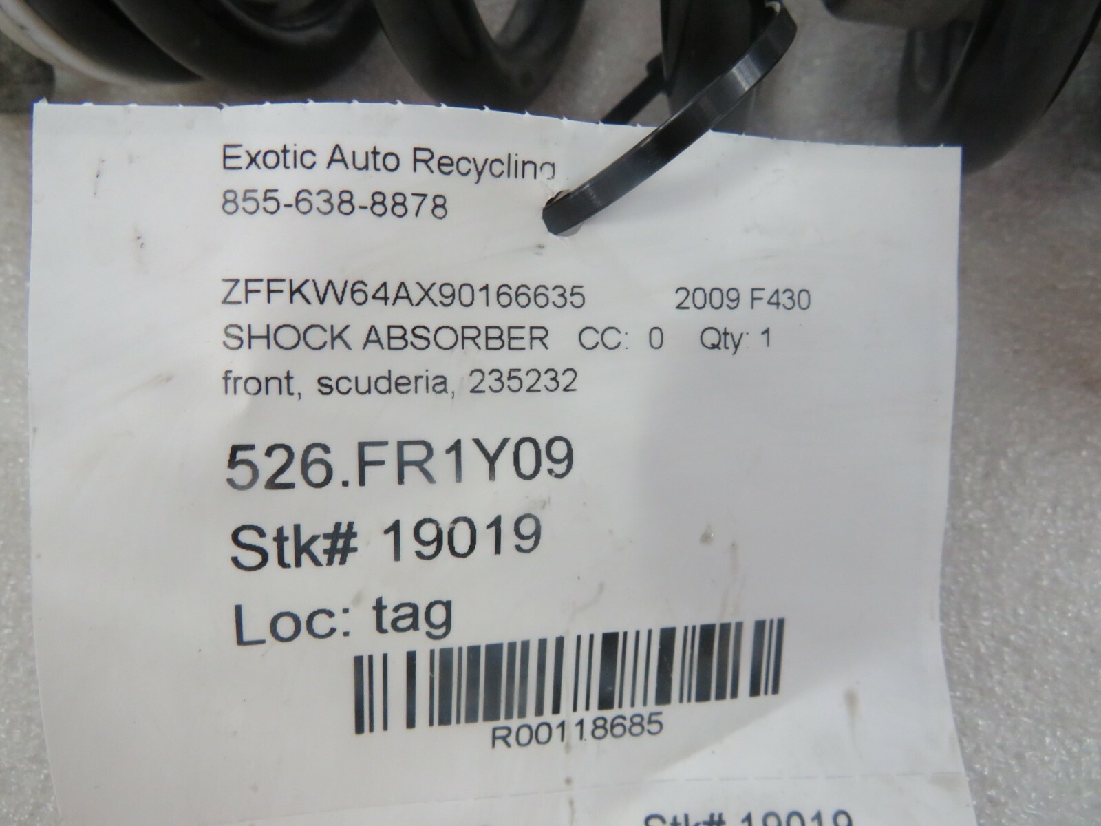 Ferrari F430 Scuderia, Front shock Absorber, Used, P/N 235232