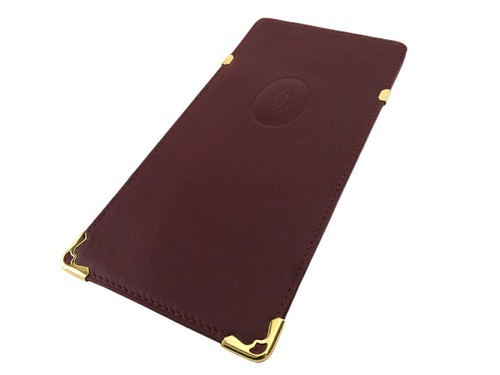 Cartier Glasses Case Mastrin Bordeaux Leather Authentic USED T20053 - Picture 4 of 6