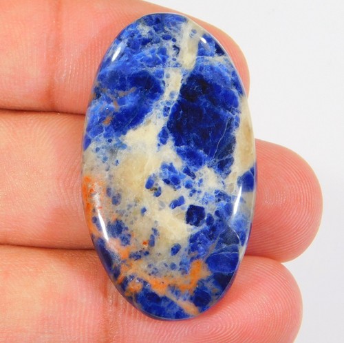 42.CT TOP NATURAL ROYAL BLUE SODALITE OVAL CABOCHON GEMSTONE 41x24x5 mm YY=094 - Picture 2 of 7