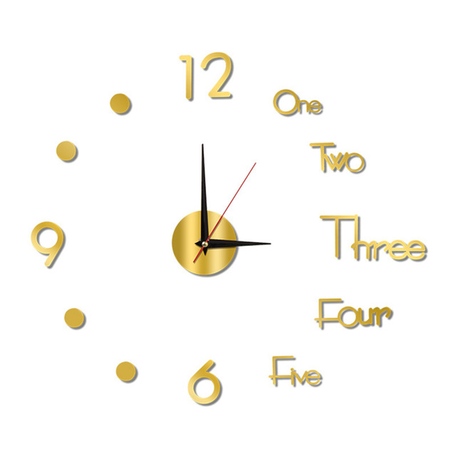 3D Wall Clock Mirror Surface Large Modern DIY Sticker Office Home Shop Art Decor
