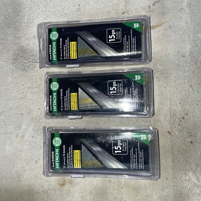 Lot of 3 Hitachi DA Finish Nails 15GA. x 2  (50mm) #24204S  pack 1000 (3000)