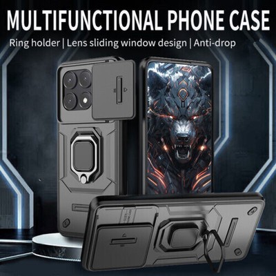 For Xiaomi Poco X6 Pro, Slide Camera Cover Magnet Ring Holder Case
