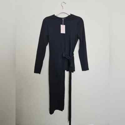 Alexis Beckette Asymmetrical Long Sleeve Top Black