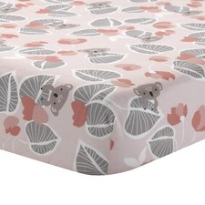 Calypso Cotton Fitted Crib Sheet - Pink Gray White Animals