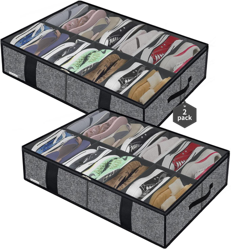 Premium Large under Bed Shoe Storage Organizers 2 Pack, Fit Total 28 Pairs, Stur