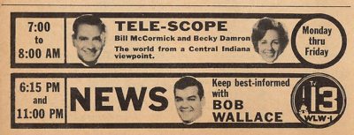 1966 WLWI TV AD~BOB WALLACE~BECKY DAMRON & BILL McCORMICK TELE-SCOPE C.INDIANA