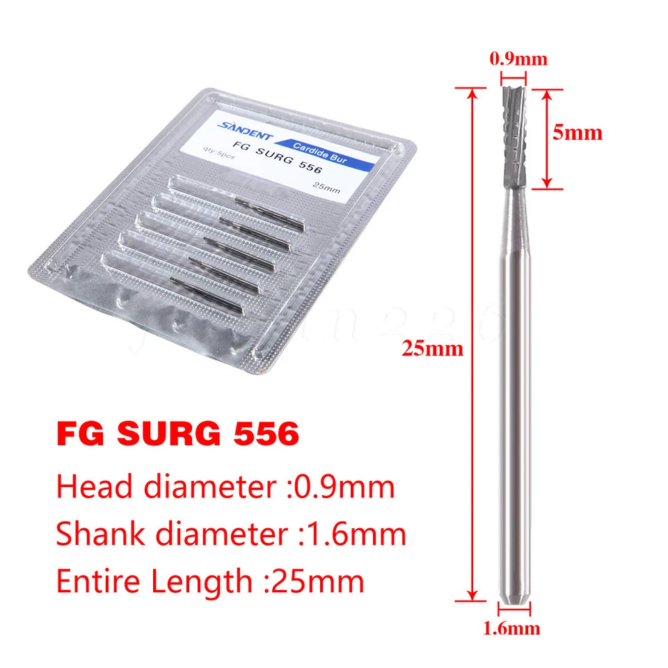 Fresas quirúrgicas de carburo FG 556L FG556L Bur #556L agarre de fricción hecho en China 25 mm Foto 3 de 4