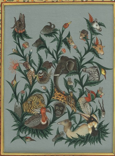 Indian Miniature Painting Of Animal And Birds Tree Art On Paper 9.5x14 Inches - Picture 3 of 4
