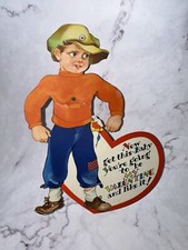 Vintage Valentines's Day Mechanical MACHO BOY Carrington Co. Chicago ILL USA