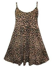 Womens Ladies Camisole Cami Strappy Printed Vest Sleeveless Swing Dress