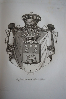 GRAVUR WAPPEN HERALDIK GRAF DUPUY LA REUNION WAPPEN RESTAURIERUNG 1815