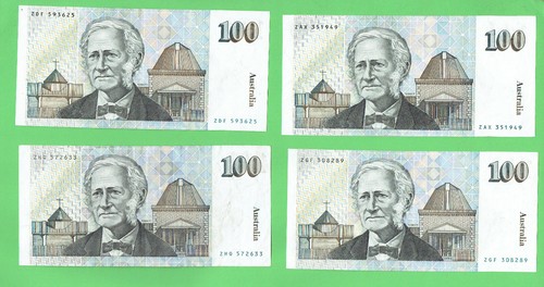 #D247. SET(4) AUSTRALIAN $100 PAPER BANKNOTES NOT UNCIRCULATED BUT NICE - Bild 2 von 2