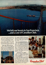 1980 Vintage Print Ad We left our hearts in San Francisco Canadian Club Whisky