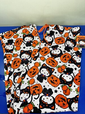 Hello Kitty Halloween Pajama Sleep Pants Sleepwear Pumpkin Cat