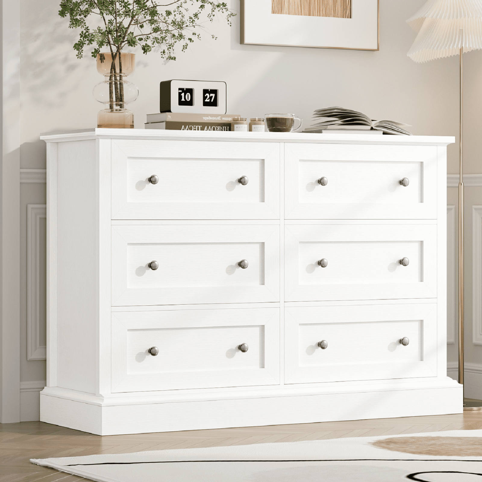 Modern 6-Drawer Double Dresser for Adults Teens and Kids Storage