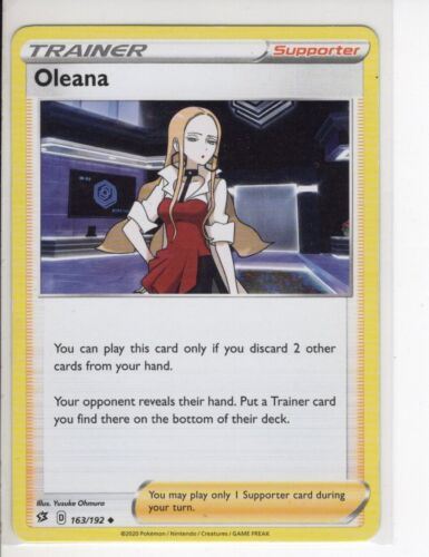 OLEANA TRAINER REBEL CLASH SET POKEMON CARD 163/192 LP - Foto 1 di 1