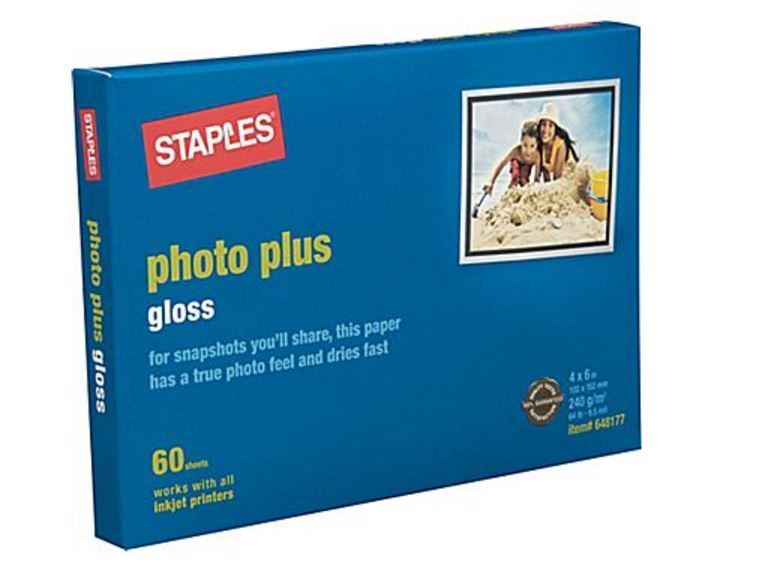 Staples Premium Glossy Photo Paper 4 x 6 60/Pack (19898-CC) 