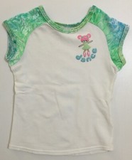 Girls White Dance Top w/Glitter Dancer on chest EUC Sz MC 8-10 -see measurem