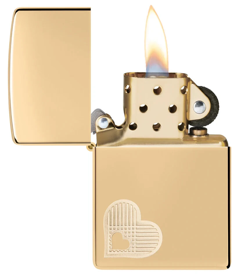 Zippo 46281, Intricate Heart Design, High Polish Brass