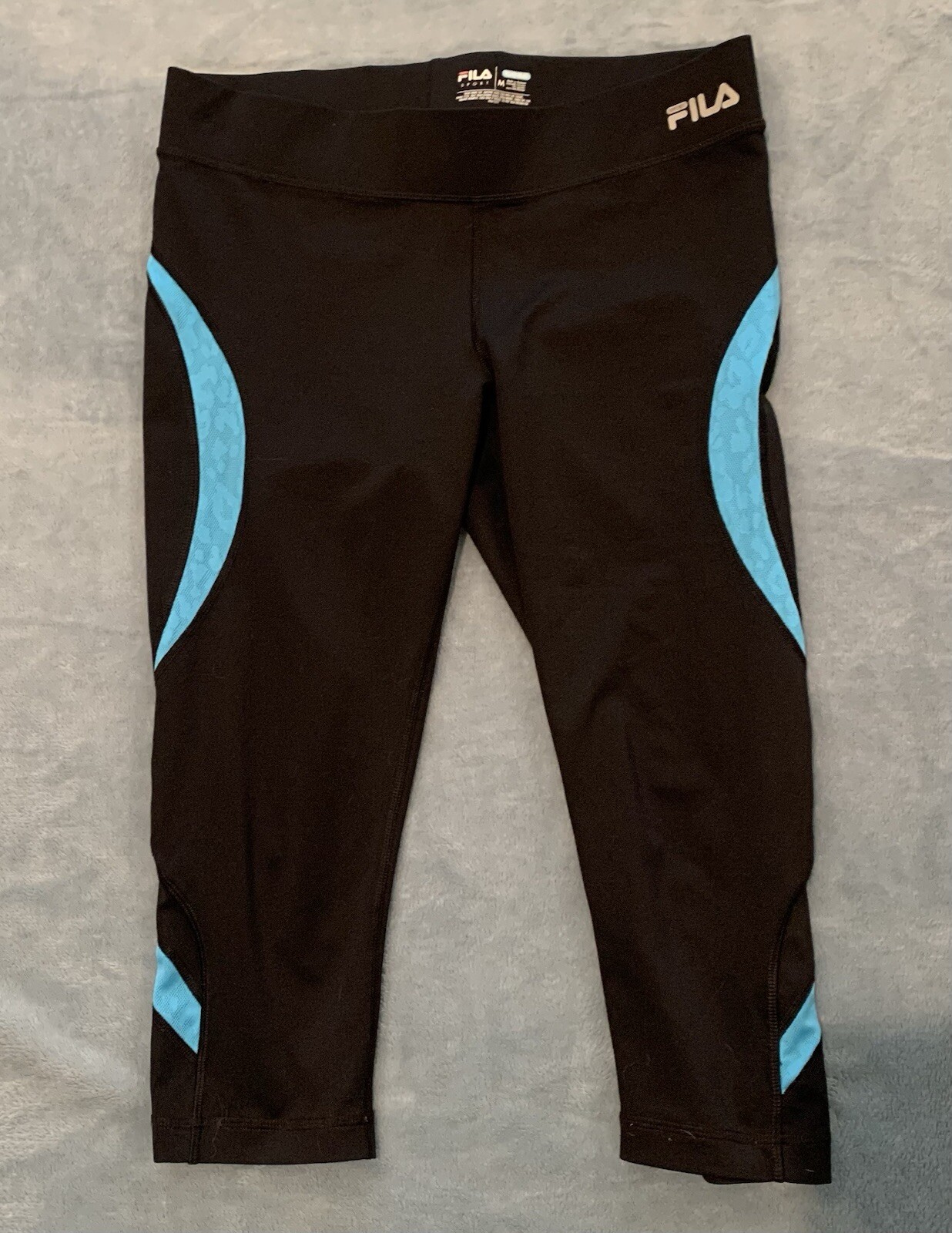 FILA Sport Leggings Donna Taglia Media Nero Capri Elasticizzato Activewear Running