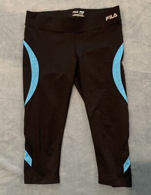 FILA Sport Leggings Womens Size Medium Black Capri Stretch Activewear Running