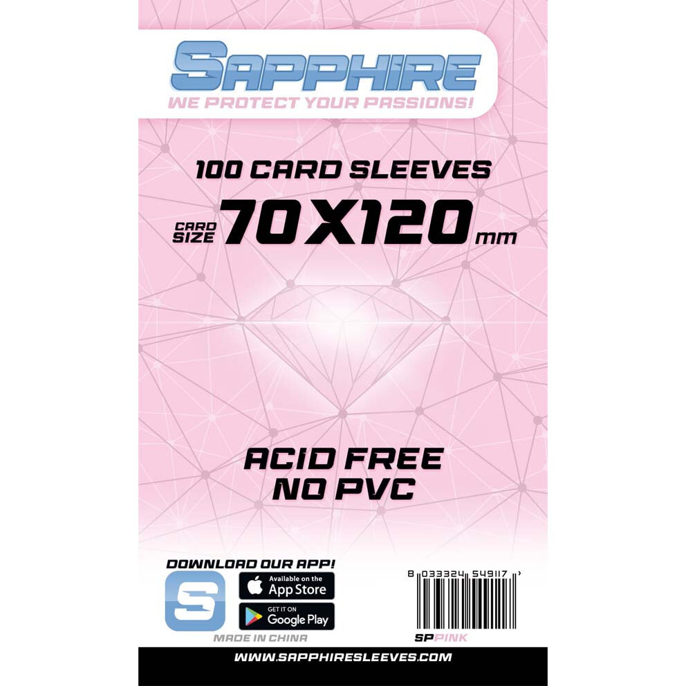 Set 100 Beutel Sapphire Pink 70x120mm Schutz Karten Von Spiel 60micron