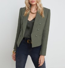 AUTH Women L'AGENCE Cotton Blend Buttonless Slim Blazer Coat Top