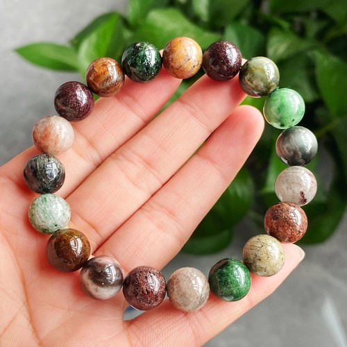 10.8-11mm Natural Color Phantom Quartz Crystal Beads Bracelet N7 - Picture 3 of 6