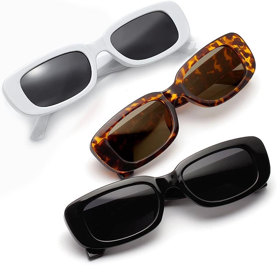 3 Pack Women’s Rectangle Sunglasses Retro Trendy Square Vintage Glasses Pack 90s Amazon.com: Tskestvy 3 Pack Women main image 4
