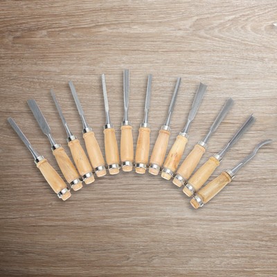 12-teiliges Holzschnitzen Handmeißel Werkzeug Set Holzbearbeitung Professionelle Schluchten