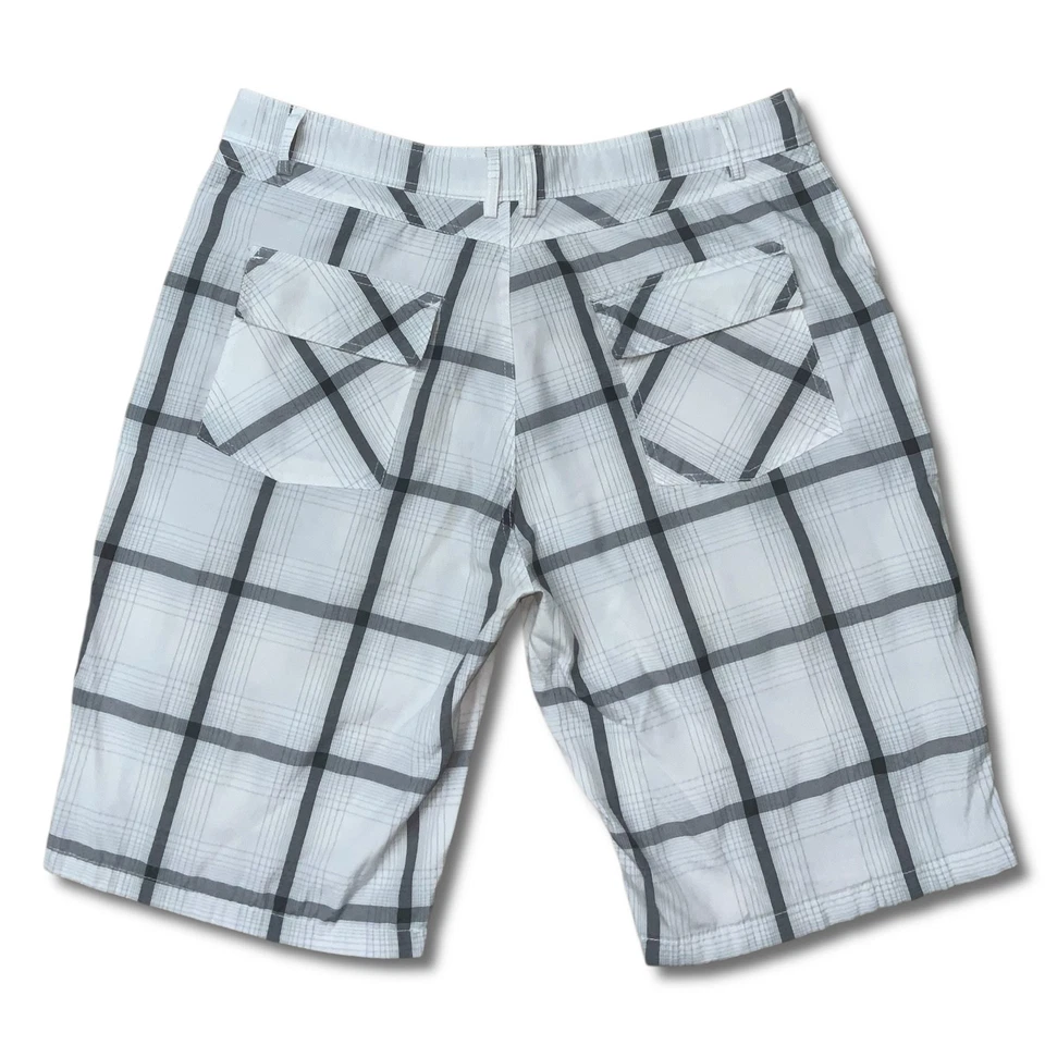 Swiss Cross Men’s Shorts Size 40" White Gray Plaid Pockets Button Foto 4 de 4