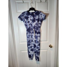 Girl's sz 10 L Justice Blue Tie Dye 1 Piece Sweatpants Outfit