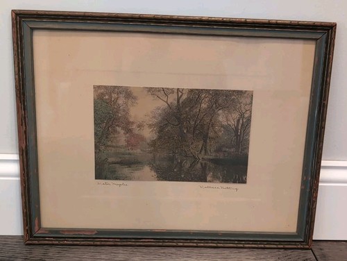 Antique Hand Colored Photograph by Wallace Nutting WATER MAPLES Maine Circa 1920