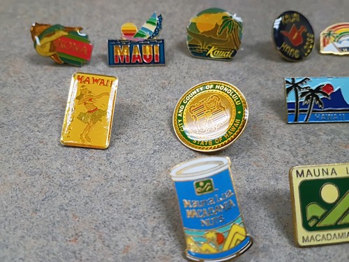 Vintage Hawaii Pin Lot Kona Maui Kawaii Islands Hula Mauna Loa Nuts Honolulu - Picture 13 of 24