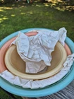 Set 3 Vtg Pyrex Pastel Color Clear Bottom Nesting Mixing Bowls #s 322, 323, 325
