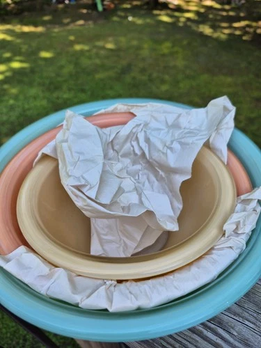 Set 3 Vtg Pyrex Pastel Color Clear Bottom Nesting Mixing Bowls #s 322, 323, 325