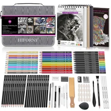 100 PCS Drawing & Sketching Set, Professional Art Supplies with Graphite,, Co...