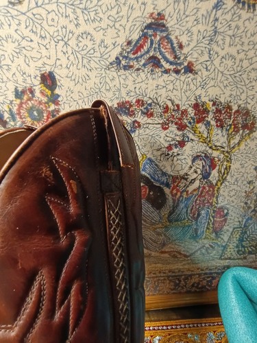 Womens COLE HAAN COUNTRY F2025 Brown Leather Cowboy Western Boots US Size 9.5 B - Picture 3 of 19