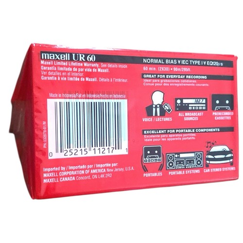 NUEVO PAQUETE DE 8 cintas de casete de audio Maxell UR 60 min. Sesgo Normal Nuevo Precintado UR - Imagen 3 de 3