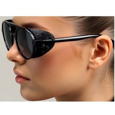Steampunk Sunglasses Women's Side Shield Round Frame UV400 Potection Lentes New