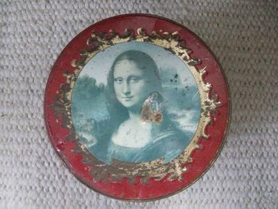 Vintage runde  Blechdose / Keksdose /  Mona Lisa /  H: 14 cm   Ø 18 cm