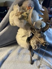Midwest Importers Fabric Mache Woodland Santa Riding Reindeer 10” #64931