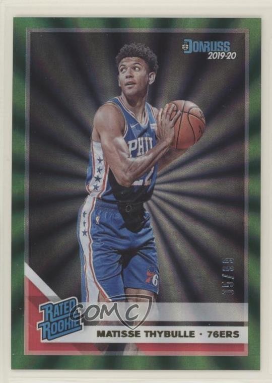 2019 Panini Donruss Rated Holo Green Laser 5/99 Matisse Thybulle Rookie RC x3x