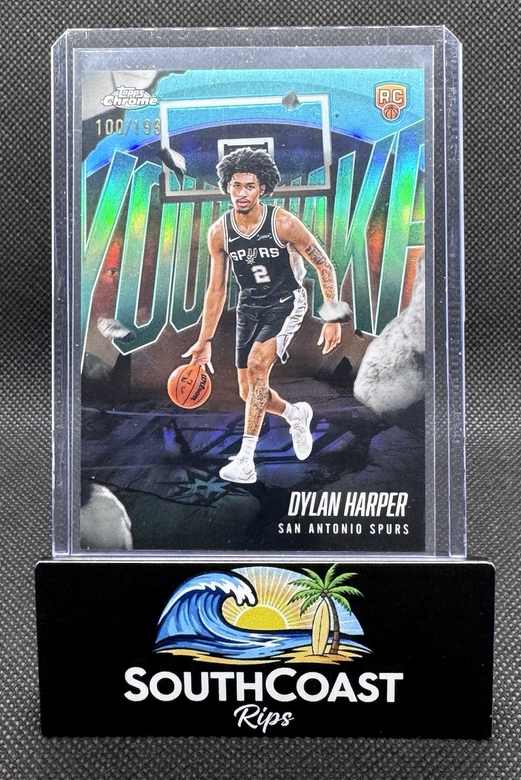 2025-26 Topps Chrome Dylan Harper #YQ-2 Youthquake Aqua Refractor 100/199 Spurs