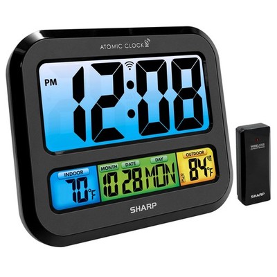 Sharp Atomic Clock with Large Bright Color Display, Large, Multicolor 