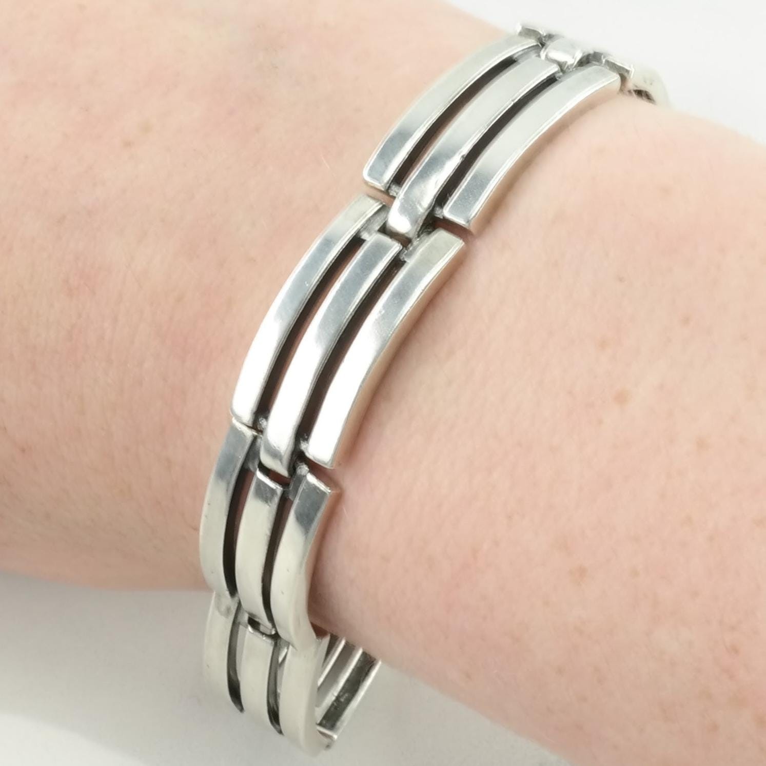 Poland Rectangular Links Sterling Silver Link Bra… - image 1