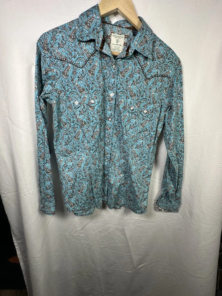 Camisa Panhandle Rough Stock Mujer S Diamante Perla Snap Western N307 Foto 2 de 4