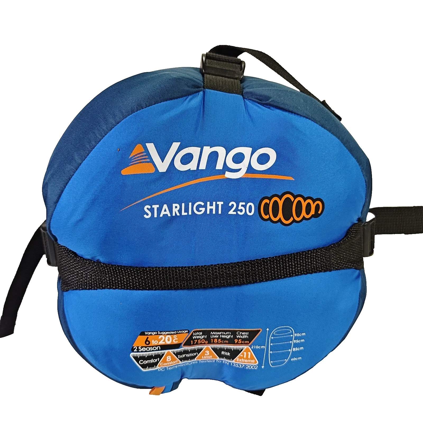 Vango Starlight 250 Cocoon Sleeping Bag Blue Mummy Camping Hiking